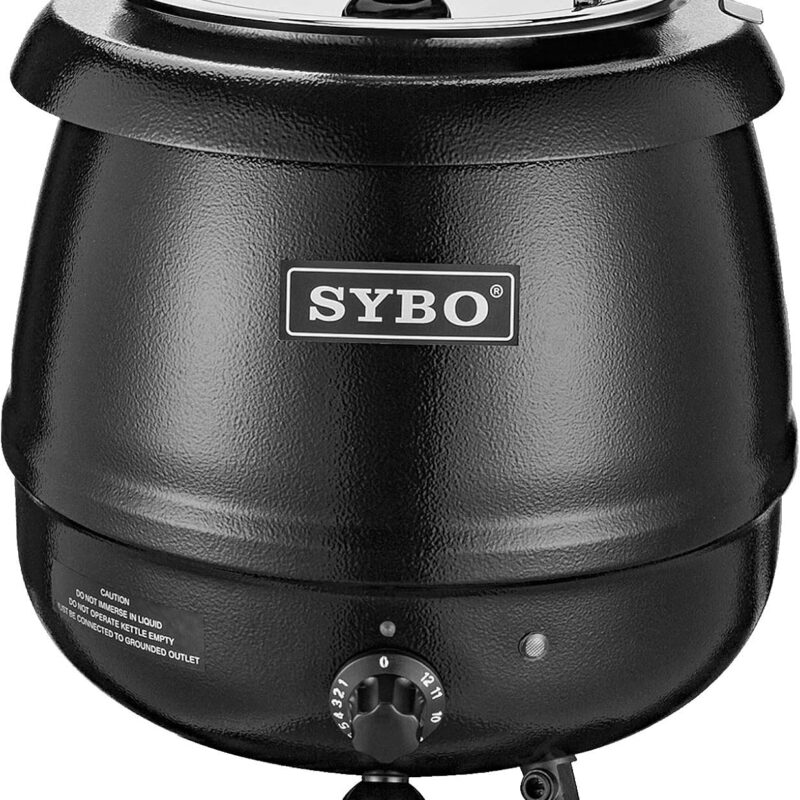 SYBO SB-6000 Commercial Grade Soup Kettle with Hinged Lid and Detachable Stainless Steel Insert Pot for Restaurant and Big Family, 10.5 Quarts, Black