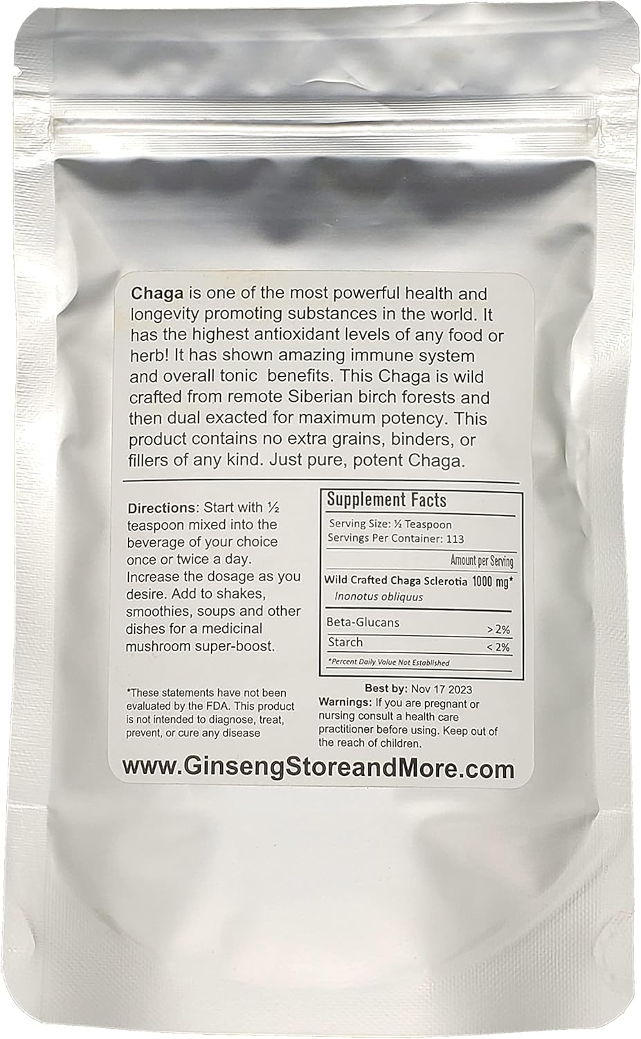 81k6sZzAlMS._AC_SL1500_.jpg 8:1 Organic Chaga Mushroom Extracted From Wildcrafted Siberian Chaga Sclerotium from Nammex | >2% Beta-Glucans | Inonotus Obliquus | β-Glucan for Energy, Antioxidants, Immune System - Image 2