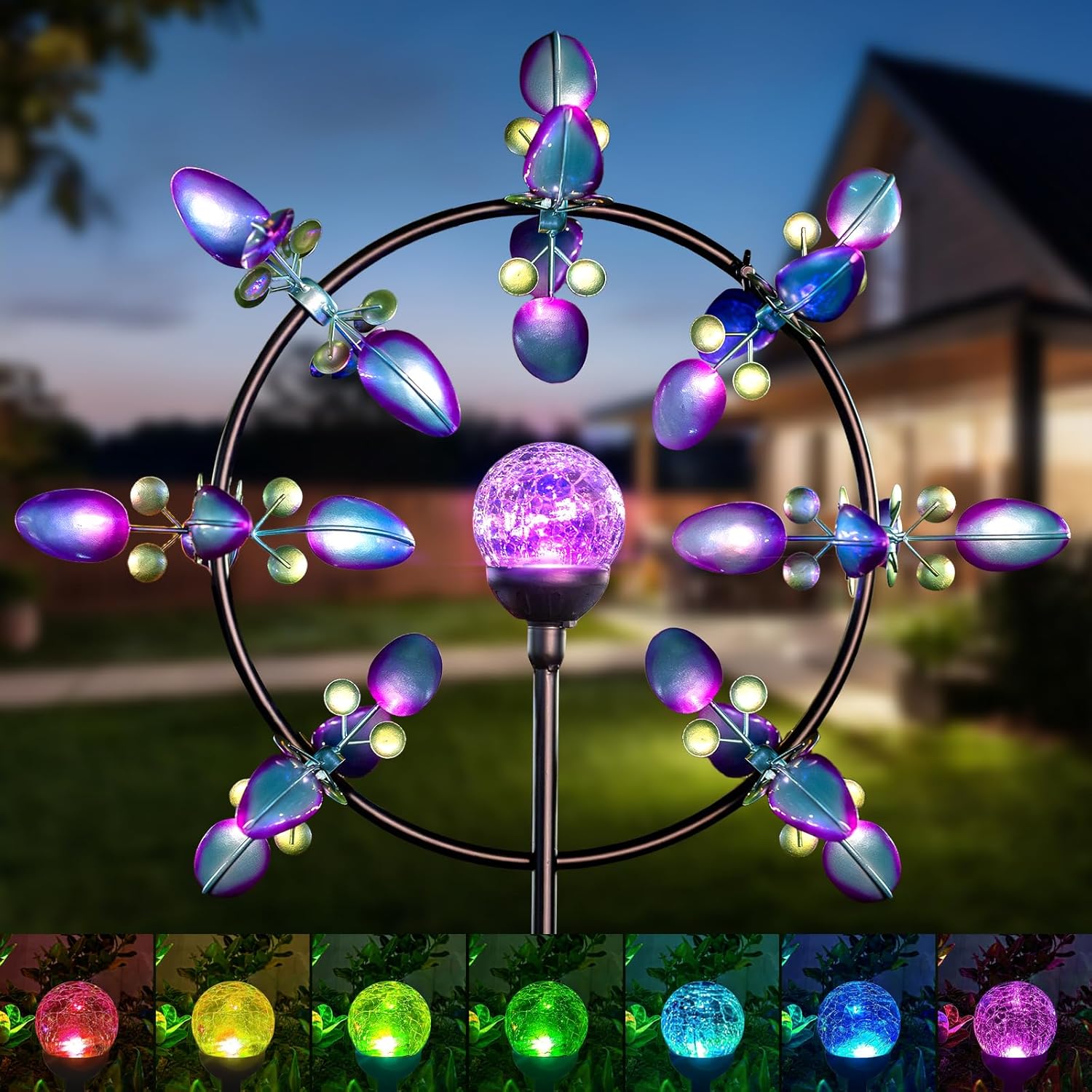81miqqDTriL._AC_SL1500_.jpg Large Solar Wind Spinners for Yard Art Garden-67 Inch 360° Metal Wind Sculptures Outdoor Clearance Kinetic Windmills with Multi Color Led Glass Ball