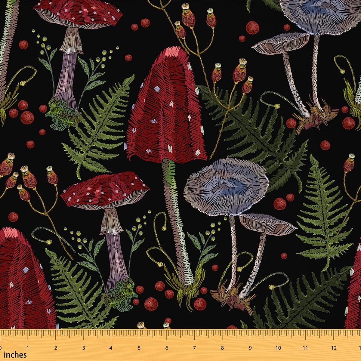 81nok8DbzcL._AC_SL1200_.jpg Wild Mushroom Fabric by The Yard Farmhouse Style Trippy Mushrooms Rustic Plants Fabric for Upholstery and Home DIY Projects Embroidery Retro Herbs Fabric for Chairs Curtains Lamp Shade,10 Yards