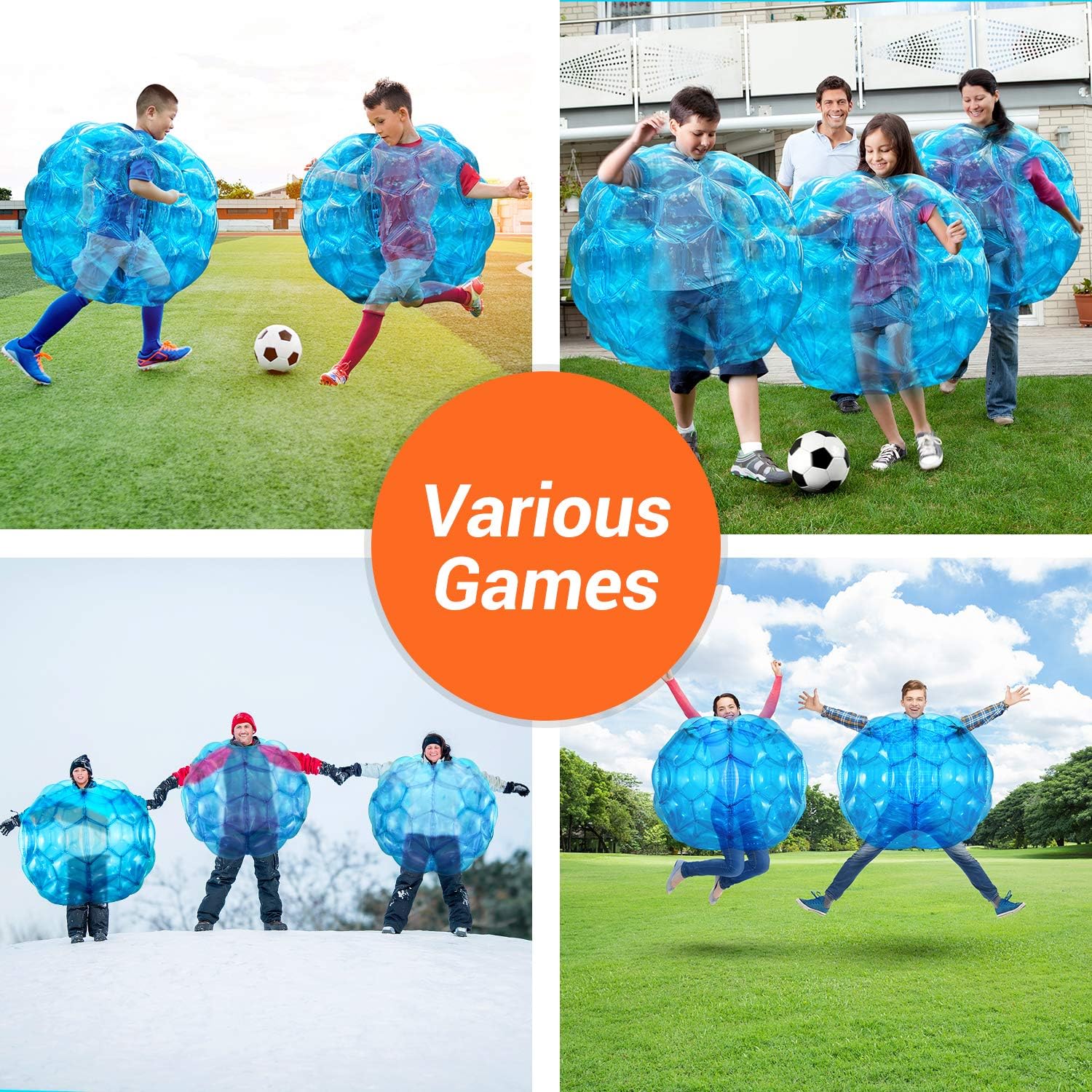 81og9y1DCML._AC_SL1500_.jpg 2 Pack Bumper Balls: 36inch Inflatable Sumo Ball - Durable PVC Vinyl Material Body Bubble Soccer - Giant Human Hamster Knocker Body Zorb Ball for Kids and Adults Physical Outdoor Toys, Blue - Image 6