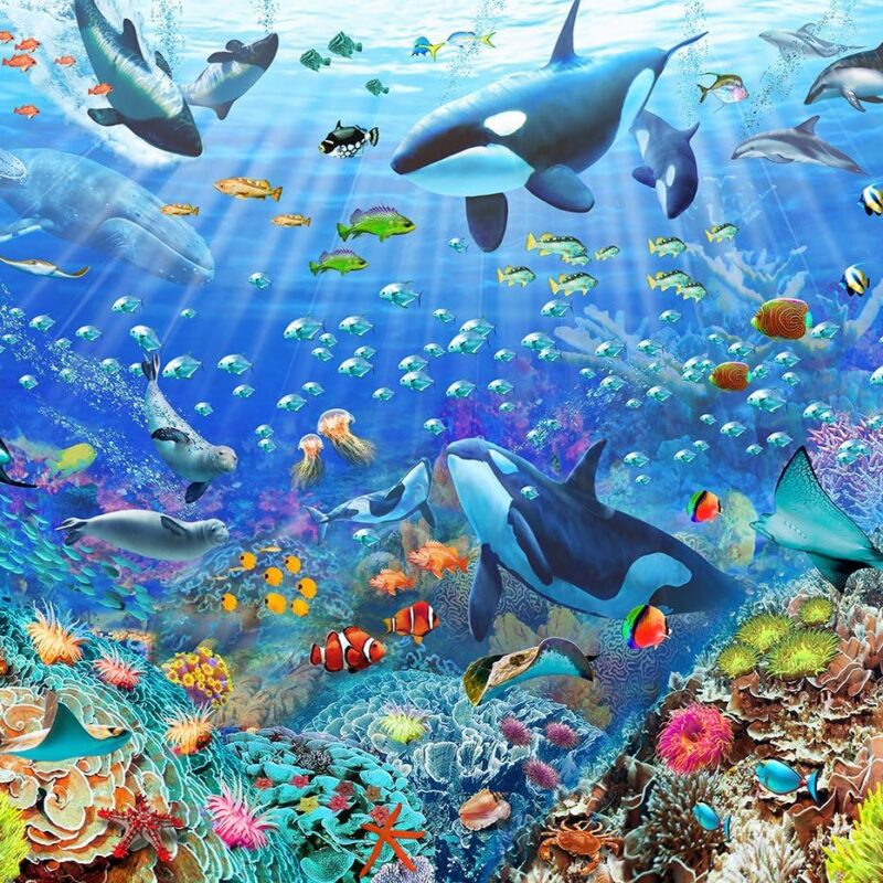 Underwater Scene Wallpaper Mural, FSC Paper, Multi, 8 feet High x 10 feet Wide, 1 Size