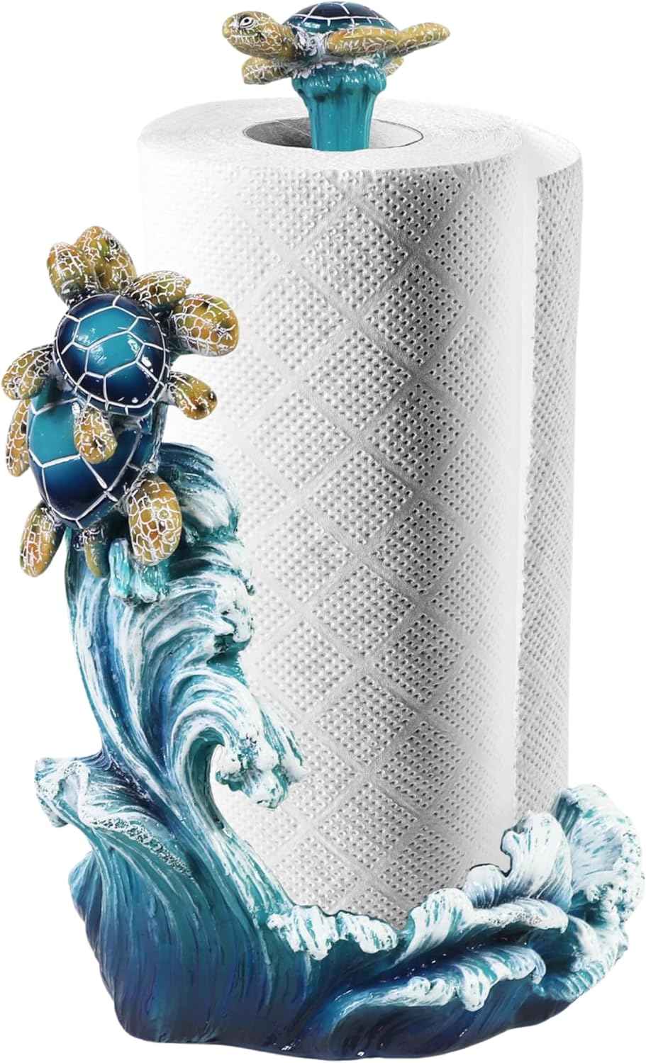 81qkLGGCxKL._AC_SL1500_.jpg Nautical Paper Towel Holder with Sea Turtle and Ocean Wave Design for Beach-Inspired and Decorative Kitchen Décor - Coastal-Inspired Freestanding & Tabletop Kitchen Accesorries and Marine Life Theme - Image 2