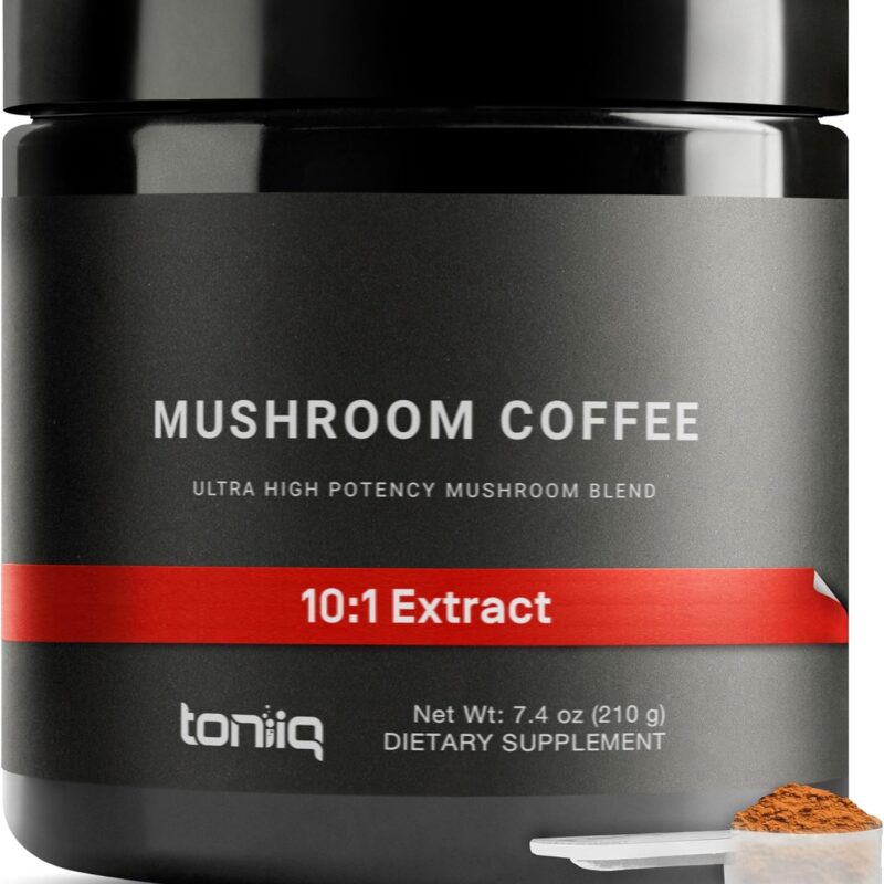 Mushroom Coffee - Ultra High Potency 10:1 Concentrated Extract - Colombian Sourced Beans with 10 Mushroom Blend, Lion's Mane & Cordyceps - Rich & Functional Coffee Alternative - Third-Party Lab Tested