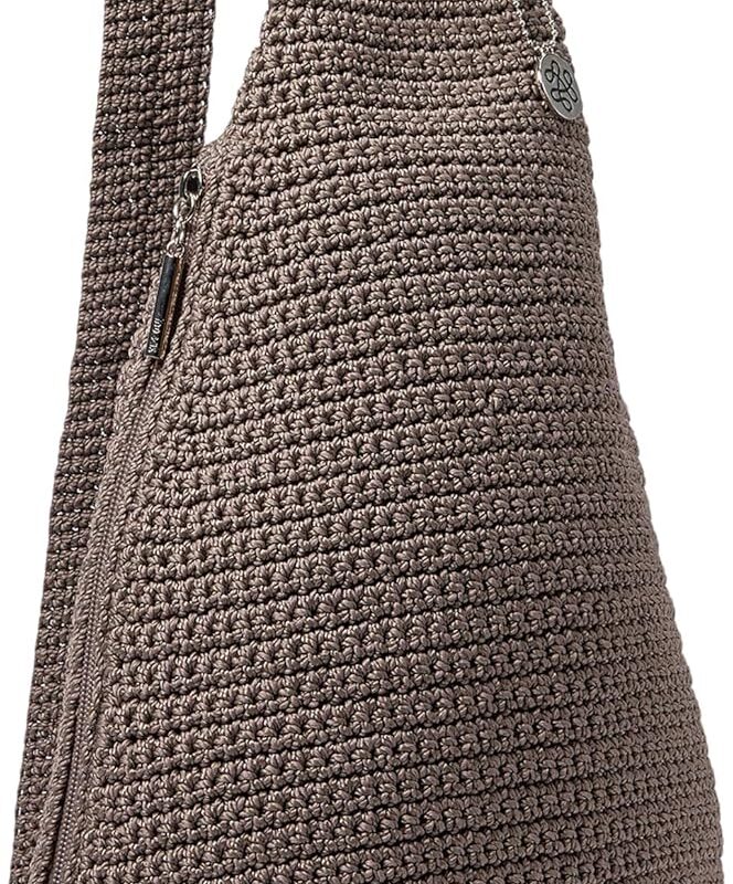 The Sak Geo Sling Backpack in Crochet, Single Sling Shoulder Strap, Mushroom
