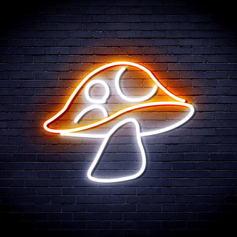 AdvPro Mushroom Flex Silicone LED Neon Sign - White & Orange - st16s44-fnu0401-wo