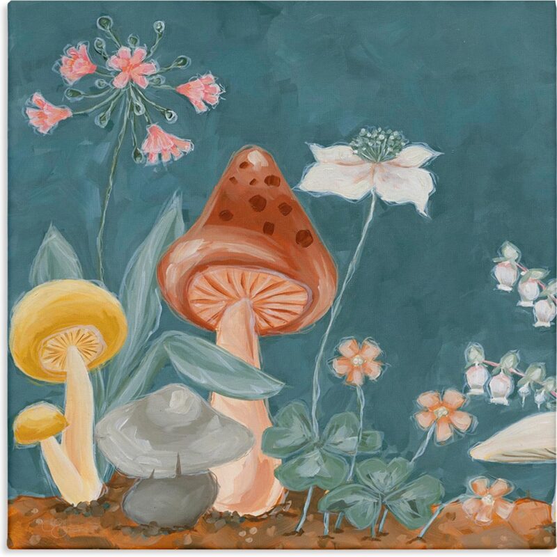 Stupell Industries Forest Floor Mushrooms Canvas Wall Art Design by JG Studios, 17 x 17