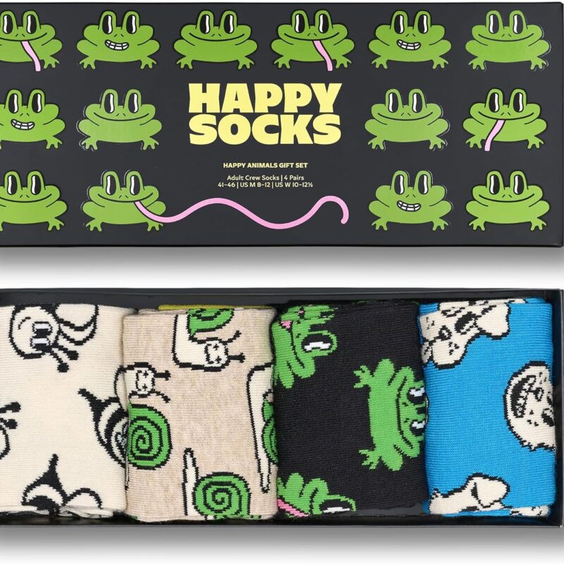 Happy Socks Dog, Cat, Turtle, Frog & Animal Themed Gift Socks- For Men and Women, made with Sustainable Cotton