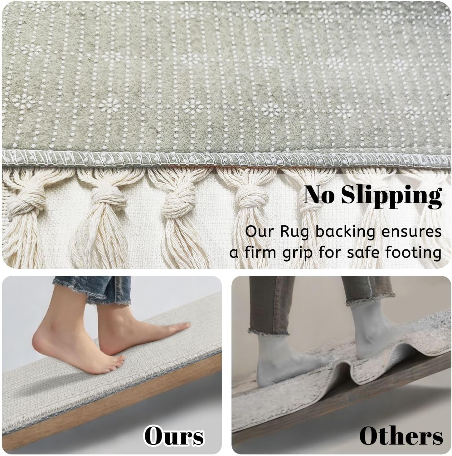 81tri6aMeL._AC_SL1500_.jpg Boho Area Rugs Mushroom Hippie Moon Mushroom Decor Mushrooms Ferns Snails Crescent Washable Rug Nursery Rug Girl Softness Non Slip Nursery Rugs Neutral home decor for living room Bedroom Daycare - Image 6