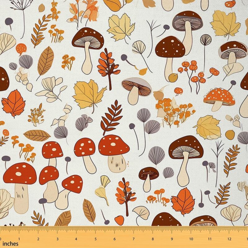Feelyou Mushroom Fabric by The Yard Kids 5 Yard Cute Mushroom Decor Upholstery Fabric for Chairs Teens Adults Fungus Waterproof Outdoor Fabric Wild Mushroom Stuff Reupholstery Fabric Decor Room Decor