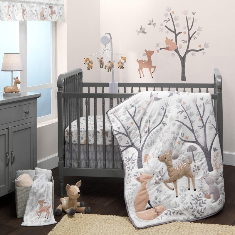 914kEZiJVnL._SL1500_.jpg Bedtime Originals 3 Piece Crib Bedding Set, Deer Park, Multicolor