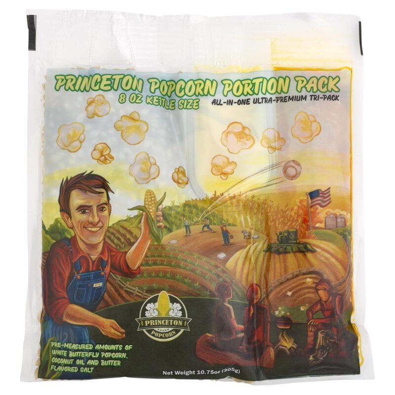 8oz Popcorn Machine Popcorn Packets, All In One Packs, Unique Baby White Butterfly Butter flavored Salt No Hulls, Coconut Oil for Machines, Movie Theater Style (24 Count) Farmer Direct USA