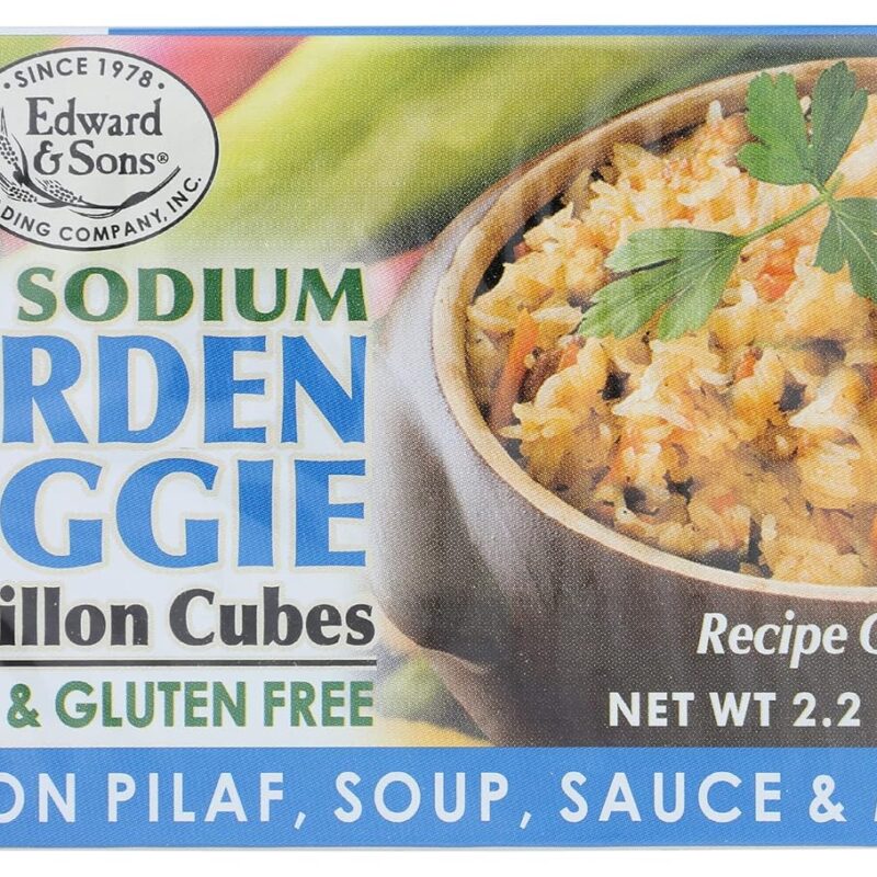 Edward & Sons Garden Veggie Bouillon Cubes, Low Sodium, Gluten Free, 2.2 Ounce (Pack Of 12)