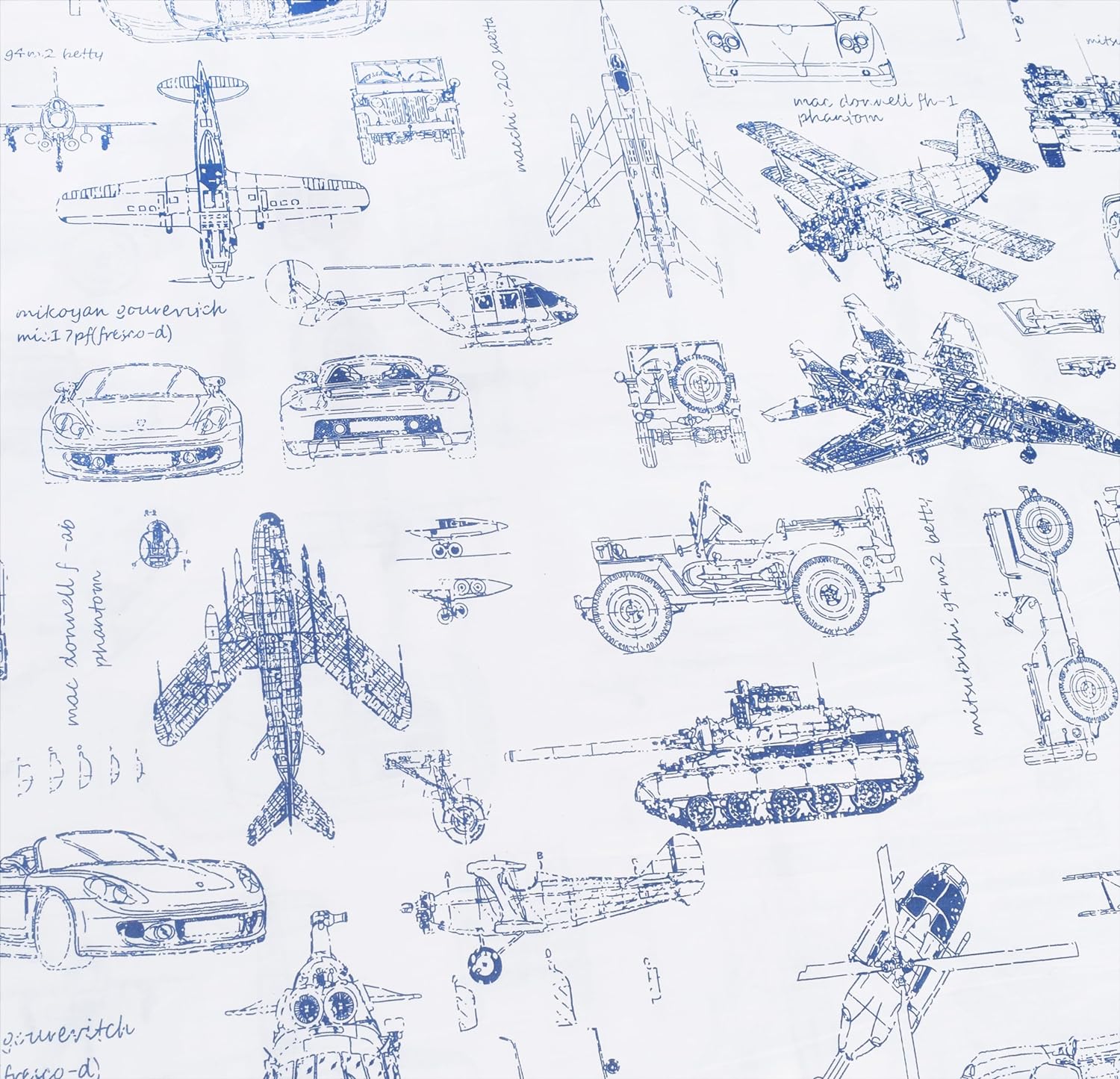 91VtWHOsY5L._AC_SL1500_.jpg Cars Tank Helicopter Aircraft Military Transport Vehicles Sheet Set Full for Kids Boy Children,100% Cotton, Flat Sheet + Fitted Sheet + Two Pillowcase Bedding Set Full - Image 4