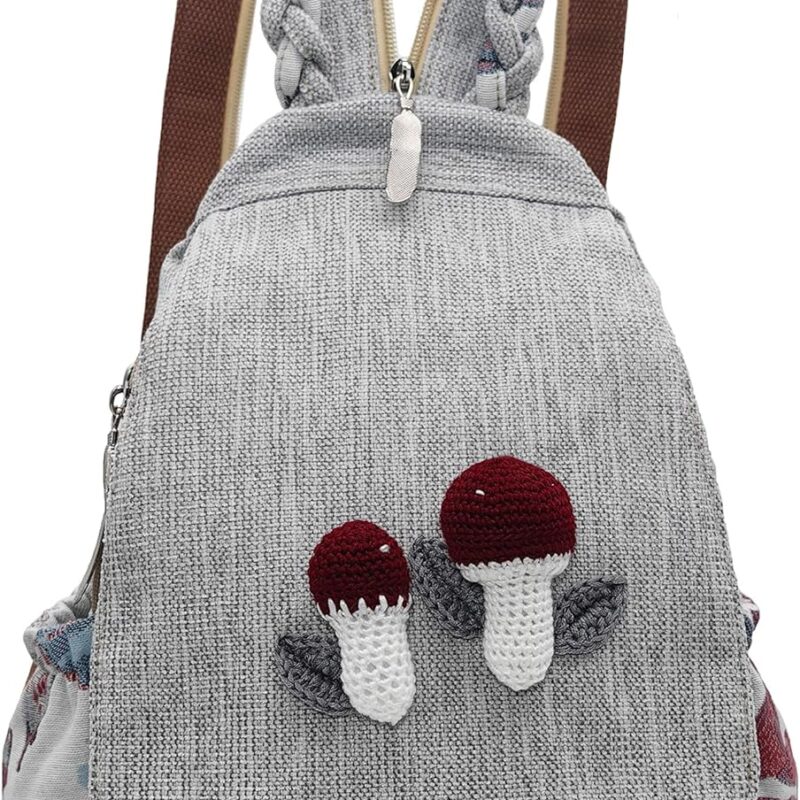 Womens Hippie Cotton Hemp Cloth Backpack Boho Vintage Embroidered Casual Purse
