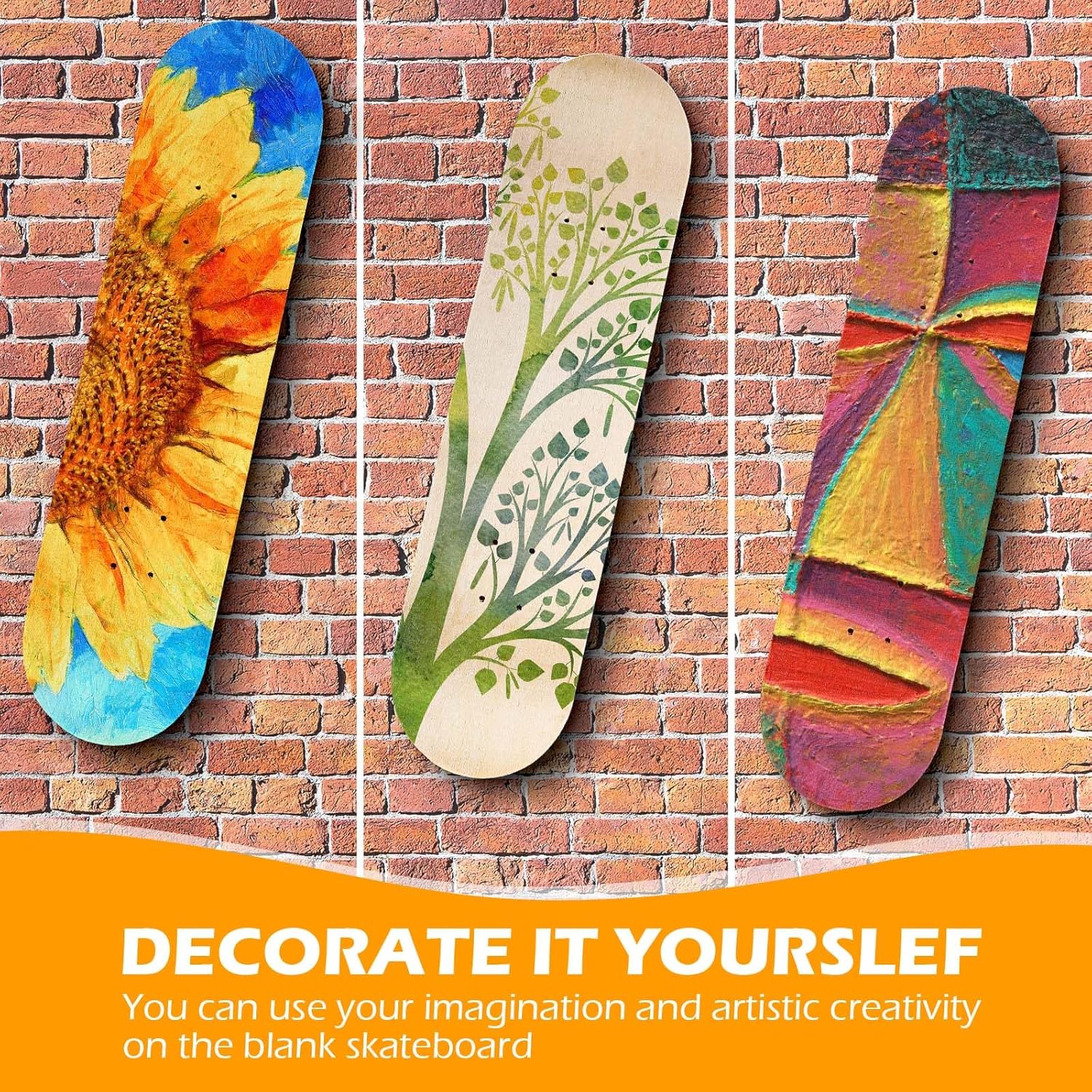 91nhlZi7tL._AC_SL1500_.jpg Honoson Blank Skateboard Decks Maple Skateboard Deck 7 Ply Wooden Skate Decks Natural Wood Double Tail Plain Concave Light Deck Bulk for Art Painting Home Decoration - Image 5