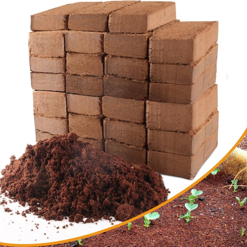 Coco Coir Brick for Plants- 27 Pack Coconut Coir Bricks Premium 100% Organic Peat Moss Mix with Low EC & pH Balance, Fiber Coconut Husk for Planting, Gardening, Potting Soil Substrate