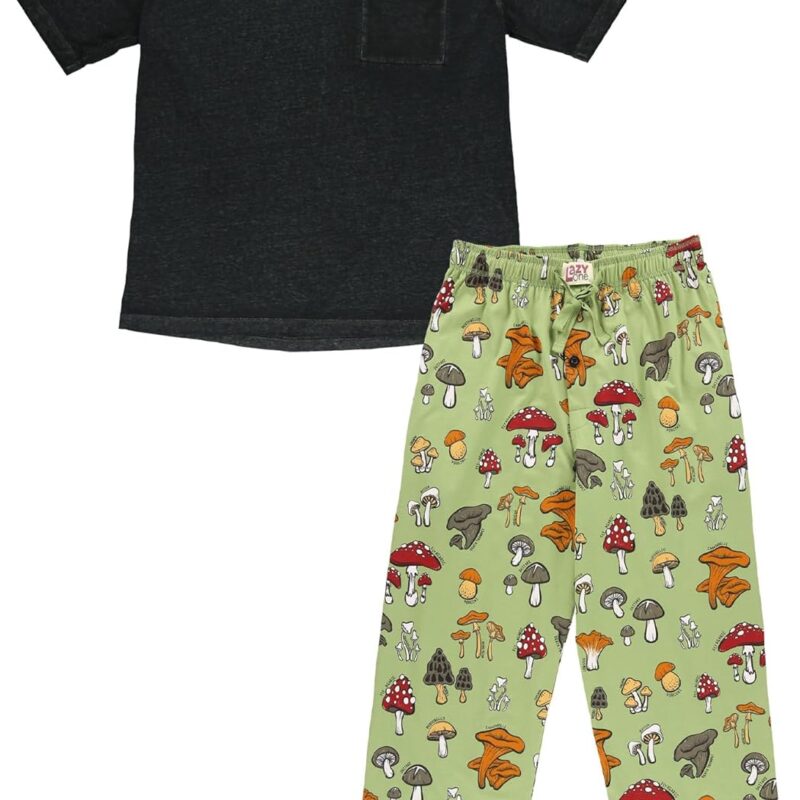 Lazy One Pajama Sets for Men, Short Sleeve Cotton Pajama Shirt and Pants with Funny Animal Prints, Comfy Pajamas for Men