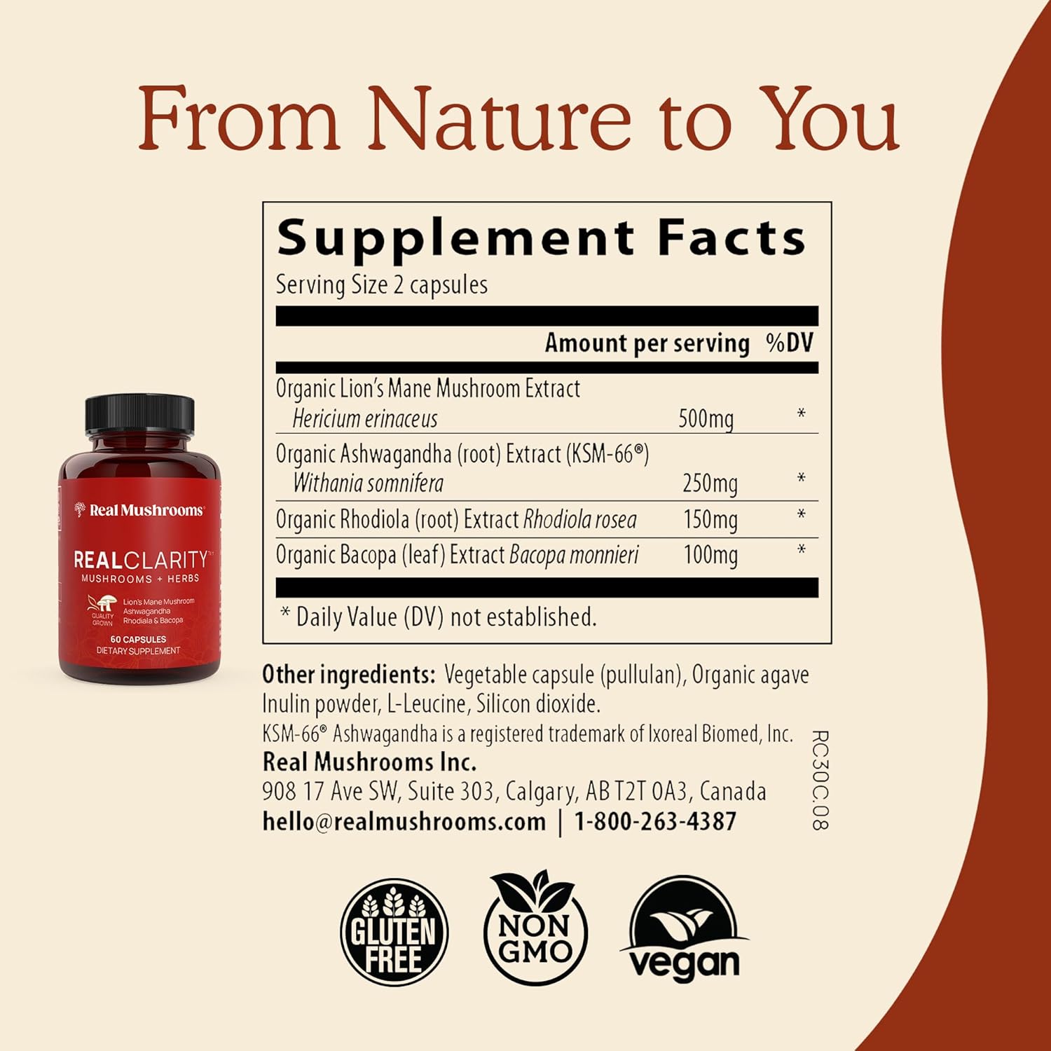 1749142462_71IlY00GACL._AC_SL1500_.jpg Real Mushrooms RealClarity (60ct) and Cordyceps (120ct) Capsules Bundle - Mushroom Supplement for Mental Clarity, Focus, Energy & Vitality - Vegan, Non-GMO, Verified Levels of Beta-Glucans - Image 3