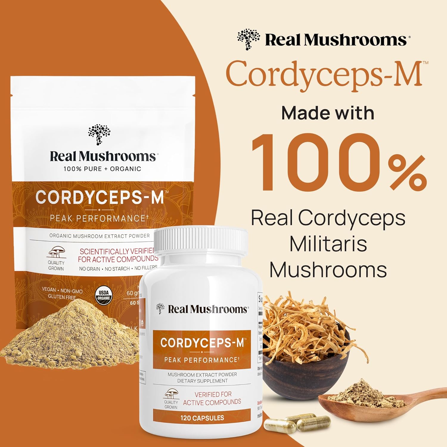1749142474_81OrUubOSAL._AC_SL1500_.jpg Real Mushrooms RealClarity (60ct) and Cordyceps (120ct) Capsules Bundle - Mushroom Supplement for Mental Clarity, Focus, Energy & Vitality - Vegan, Non-GMO, Verified Levels of Beta-Glucans - Image 6
