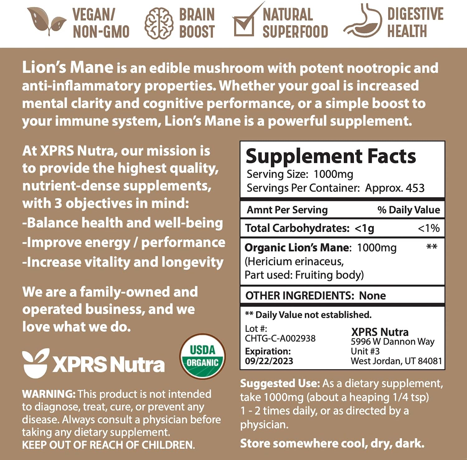 1749750237_81LXozU0QjL._AC_SL1500_.jpg XPRS Nutra Separated Size 00 Capsules (1000 Count) with Lion's Mane Powder (16 Ounce) Bundle - Image 8