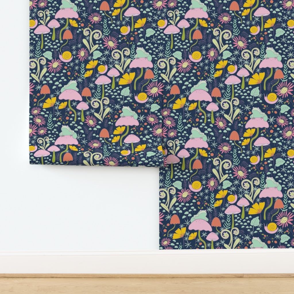 1750326379_71VHA-AOSYL._AC_SL1024_.jpg Commercial Grade Wallpaper 27ft x 2ft - Whimsical Forest Blue Snails Frogs Mushrooms Small Scale Traditional Wallpaper by Spoonflower - Image 3