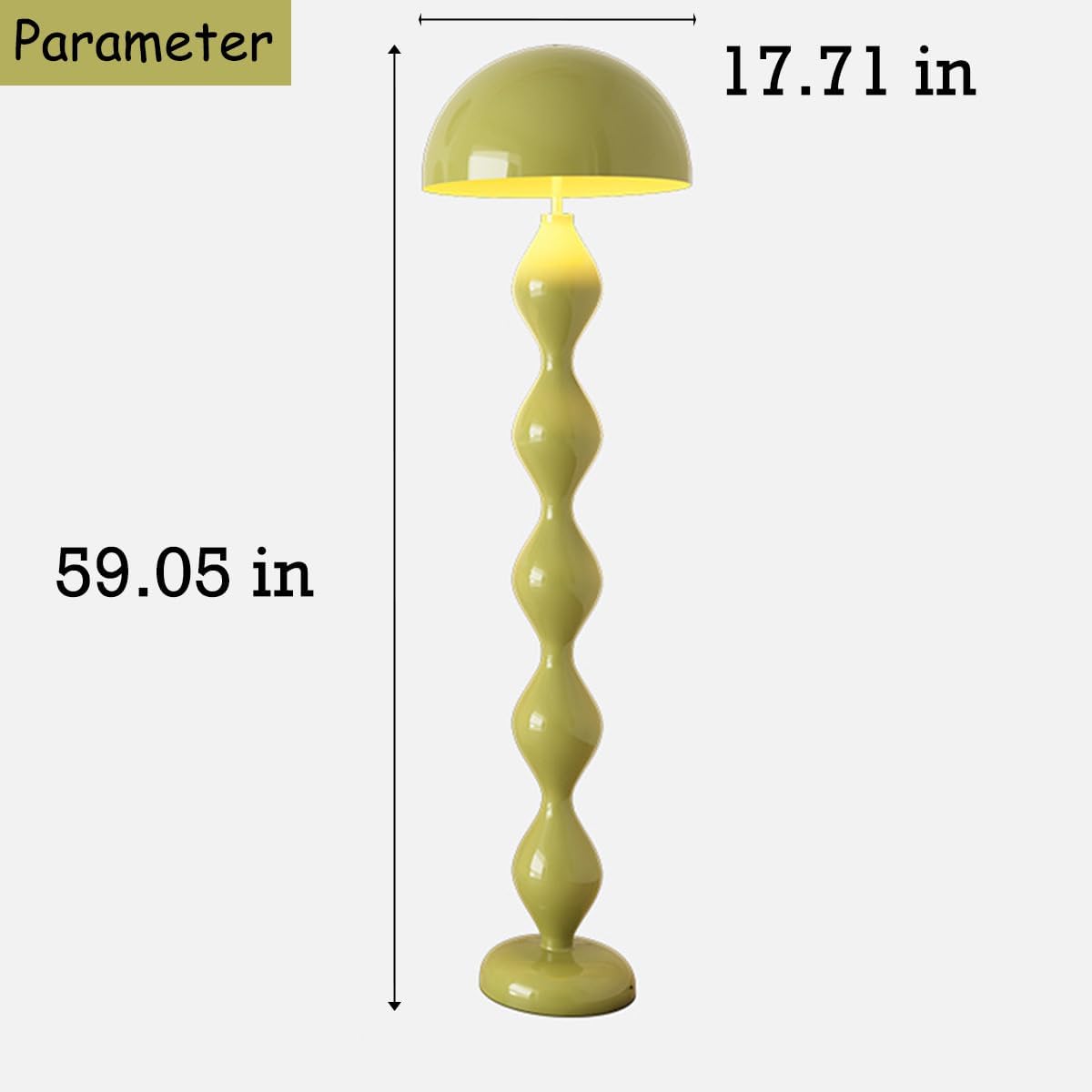 41AUnMvr2YL._AC_SL1200_.jpg Green Mushroom Floor Lamp with Dome Lampshade,Dimmable Standing Lamp with Footswitch,Modern Style Reading Lamp for Living Room Bedroom and Office - Image 9