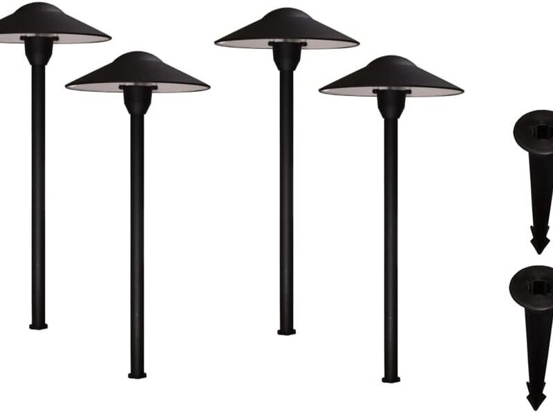 Best Pro Lighting 3W LED Low Voltage Mushroom Path Light Set of 4 in Black Finish (301BLK-LED)