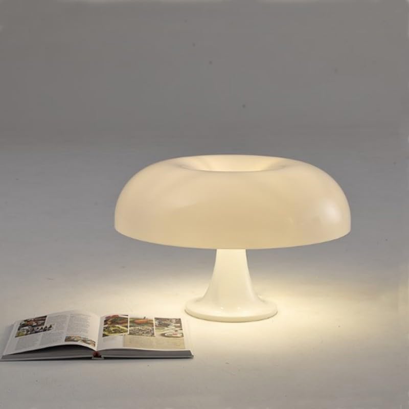 White Mushroom Table Lamp, 12W Modern Aesthetic Mushroom Lamp for Bedroom, 3 Colors Dimmable, Retro Living Room Mushroom Decor, USB Powered, Plug Not Included