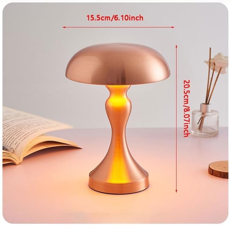 Desk Light Metal Table Lamp Touch Lamp Living Room Creative Mushroom Lamp USB Charging Atmosphere Bedroom Bar Lamp Led Lamp for Desk(A Golden,Warm Light)
