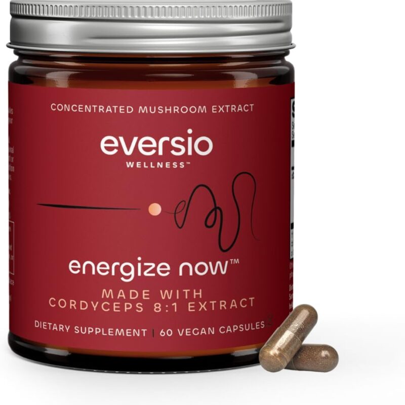 Energize Now Organic Cordyceps Mushroom Supplement - 8:1 Cordyceps Militaris Extract in 60 Vegan Capsules (500mg) - 25% Verified Beta-D-Glucans!