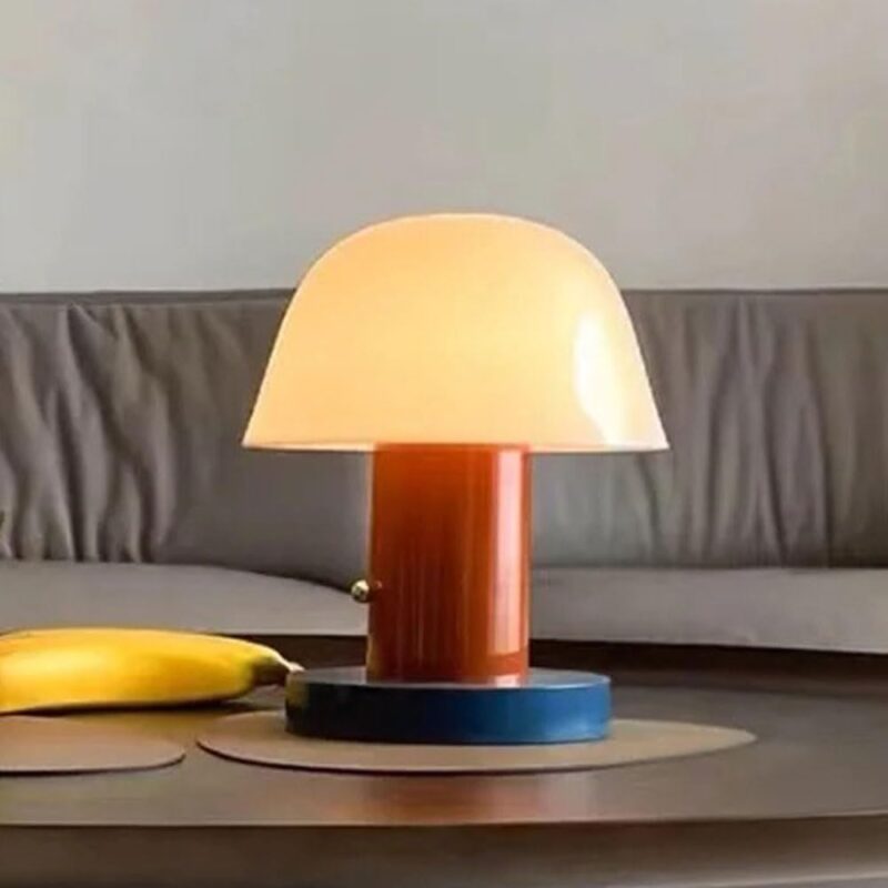 Scandinavian Vintage Bedroom Bedside StudyDesk Light Creative Warm Portable Touch Dimming Rechargeable Mushroom Shape Desk Lamp Boys Girls Room Table Lamp School Library Dormitory Lighting Fix