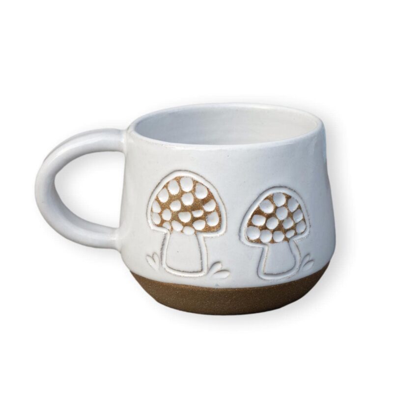 Mushroom Mug Handmade Large 16oz Ceramic Mug Unique Gifts Cute Mushroom Decor Kitchen Decor (French Blue)