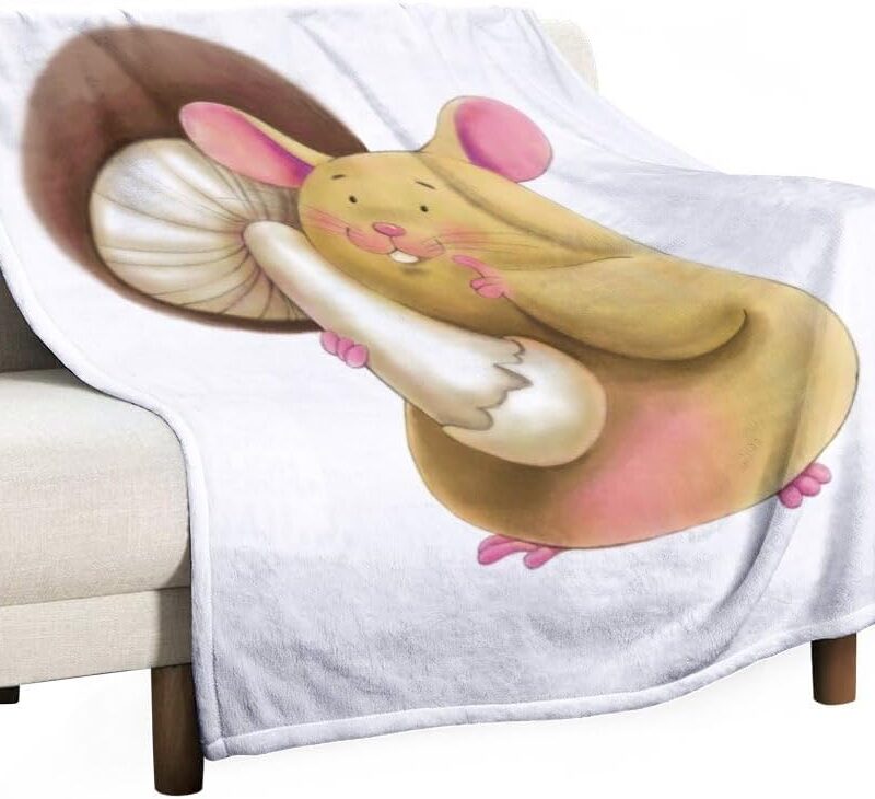 Soft Throw Blanket Hamster Brown Mushroom Cozy Warm Flannel Comfy Fall Blankets Throws for Couch Bed Sofa All Season Women Men Lighweight Home Decor 60 * 80inches