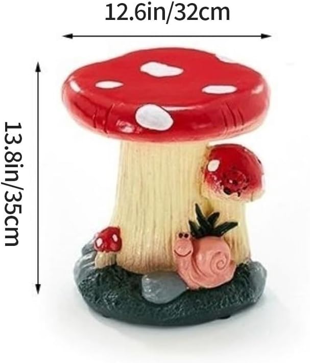 51HeHwq-PHL._AC_SL1000_.jpg Garden Mushroom Stools, Outdoor Resin Stools Statues, Garden Statues for Christmas Decoration, Creative Landscape Sculpture, Cute Chair for Yard Lawn Pond Ornament - Image 2