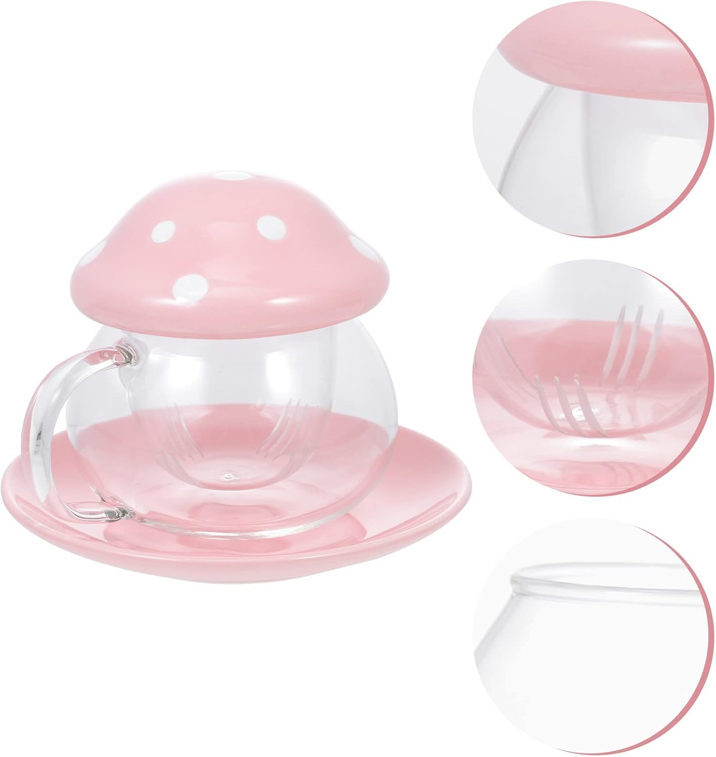 51IvU6FqXGL._AC_SL1500_.jpg Coffee Infuser 1 Set Mushroom Shape Ceramic Tea Cup Strain Tea Cup Flower Cup for Home Cute Glass Cups Convenient - Image 8