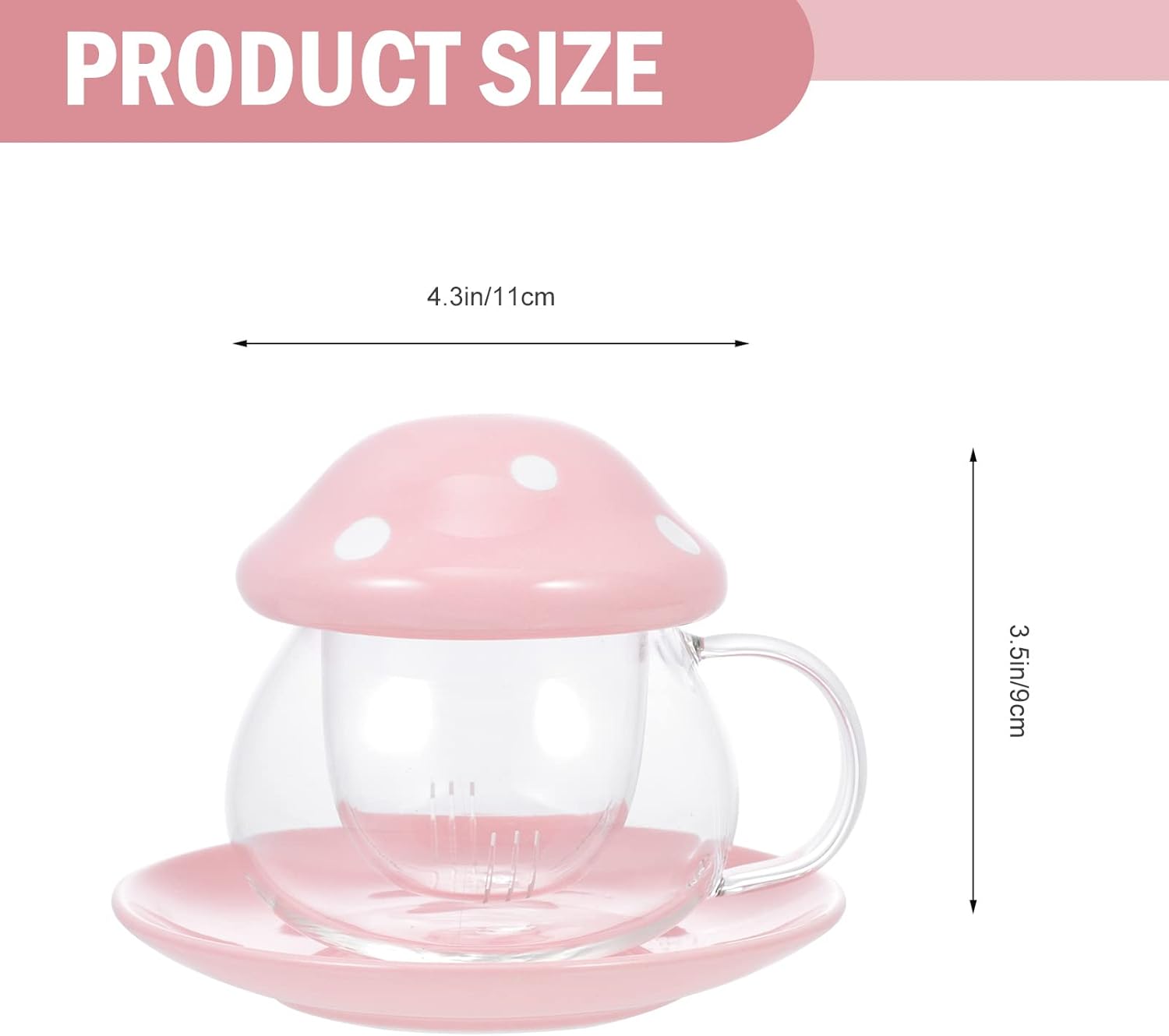 51J8zLWfM2L._AC_SL1500_.jpg Coffee Infuser 1 Set Mushroom Shape Ceramic Tea Cup Strain Tea Cup Flower Cup for Home Cute Glass Cups Convenient - Image 7