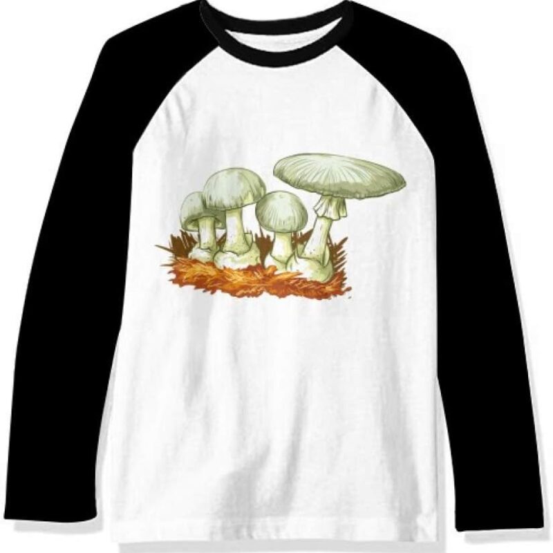 Delicious Fresh Mushroom Illustration Long Sleeve Top Raglan T-Shirt Cloth