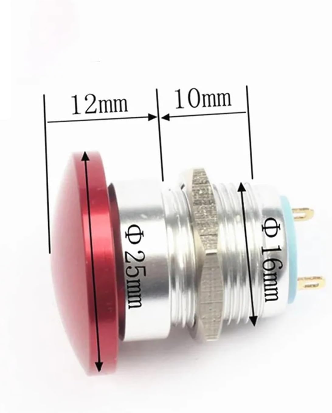 51JwLfFajL._AC_SL1500_.jpg 10pcs 16mm Metal Waterproof Alloy Push Button Switch Mushroom Momentary 1NO Button Screw Terminal Screw Press Button(Green,Pin Terminal) - Image 3