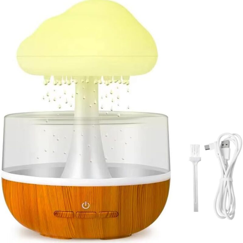 Rain Cloud Humidifier Water Drip 7 Color Night Light 400ml Aromatherapy Essential Oil Diffuser Mushroom Humidifier for Bedroom Desk