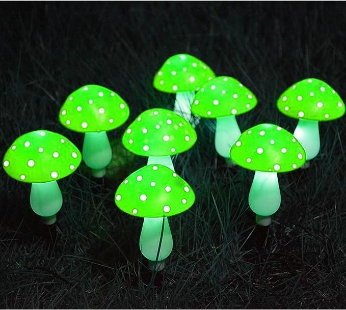 51O0c2ZzCnL._AC_.jpg Solar Mushroom Lights, 12Pack 10M Mushroom Solar Lights Outdoor Garden Waterproof, 8 Lighting Modes Solar Mushroom Lights (Green) - Image 2