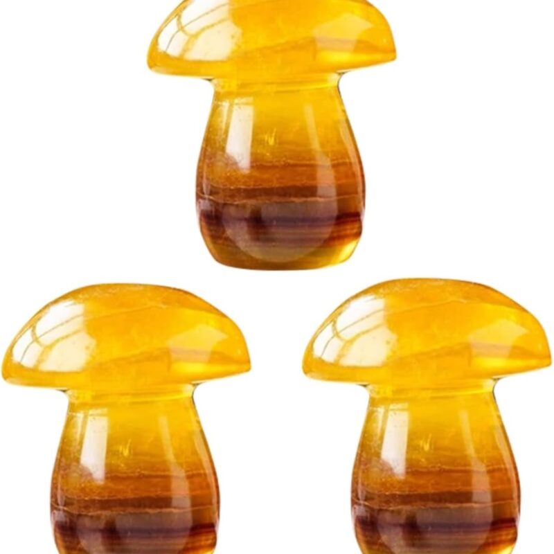 Ciieeo 3pcs Mushroom Shape Crystal Decor Natural Ornament for Home and Flower Pot Decoration Unique Rustic Adornment for