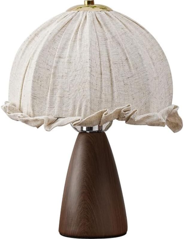 Shower Head Vintage Mushroom Table Lamp Ceramic Bedside Lamp Fabric Shade Night Stand Light, Retro Farmhouse End Table Lamp Desktop Nightstand Lights for Bedroom Living Room Desk Shower Head