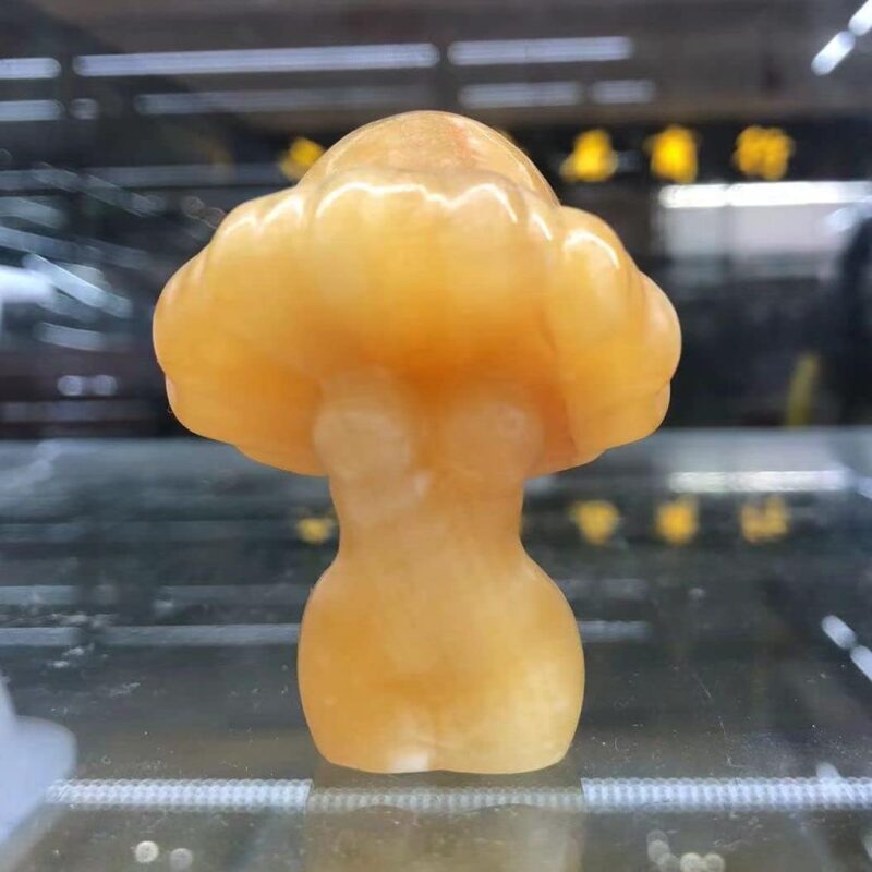 Specimen Healed Mushroom Goddess Statue Natural Jade Carved Home Decoration Crystal Reiki Figurine Quartz Gemstone Sculpture Ornament Gi As a Gift (Color : Transparent, Size : 2pcs)