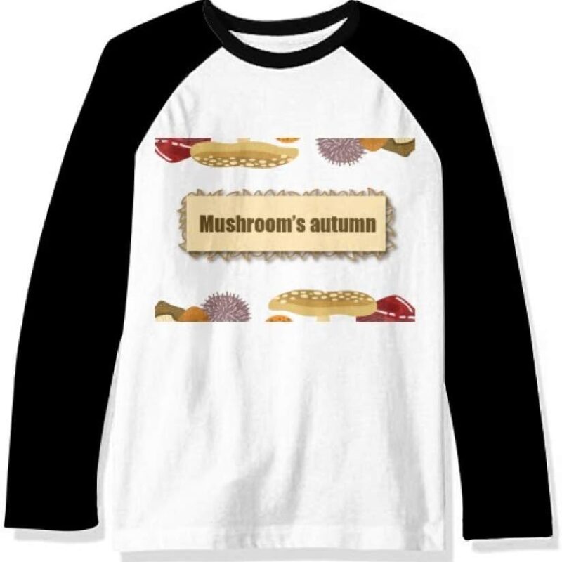 DIYthinker Cute Crazy Blue Mushroom Illustration Long Sleeve Top Raglan T-Shirt Cloth