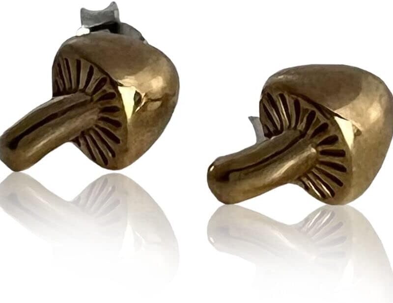 Bronze Mushroom Stud Earrings 8x6mm