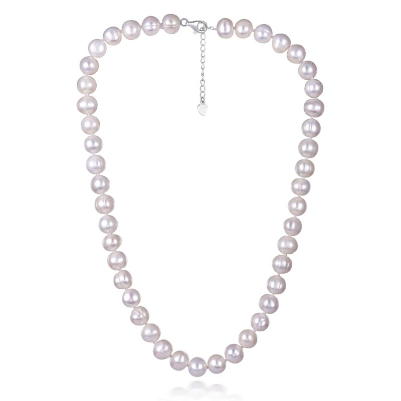 Freshwater Pearl Necklaces for Women; Baroque Pearl Necklace; Natural White Pearls Necklace 19-21.5 inches; Real Pearl Necklace for Men and Women