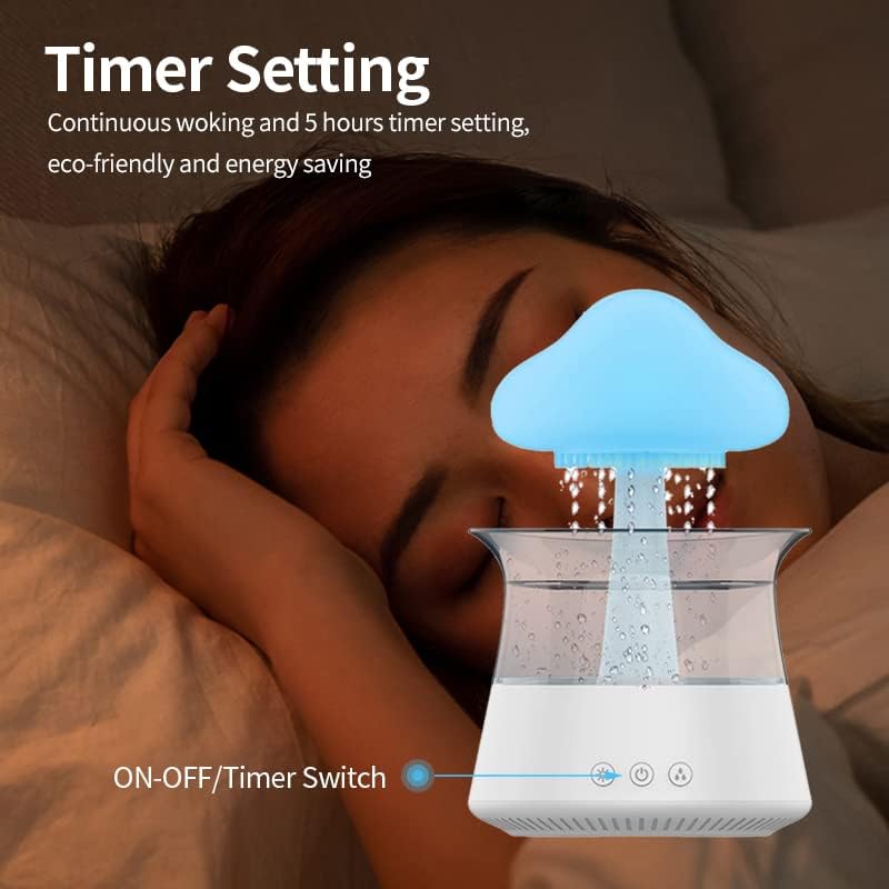51ulVHD4-DL._AC_.jpg Mushroom Humidifier Raining Humidifier Water Drip Cloud Diffuser, Raindrop Night Light, Cloud Mushroom Rain Essential Oil Aromatherapy Cloud Diffuser Spread Pixie Dust (Bamboo Remote) - Image 6