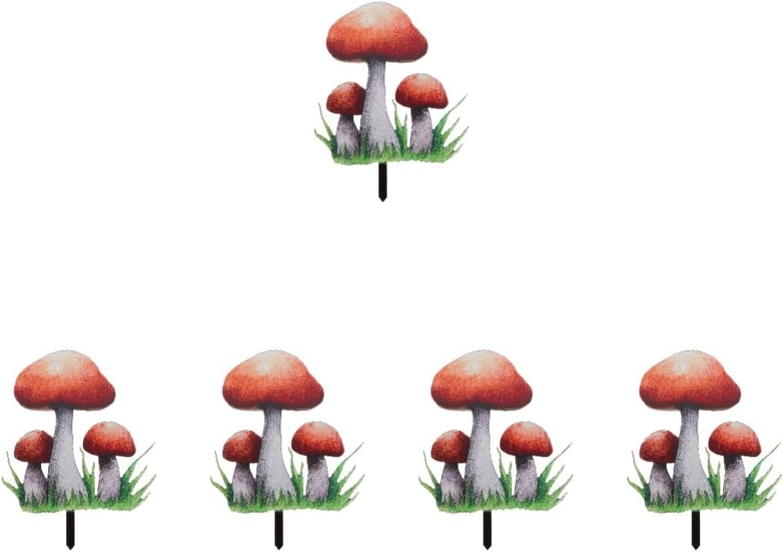 51vc-yLGFrL._AC_SL1201_.jpg 5pcs Mushroom Card Plants Yarn Decor Garden Mushrooms Figurine Plants Lawn Stakes Mushroom Yard Ornament Decorative Insert Stake Garden Outdoor Statue Land Decor Acrylic decorate/2374
