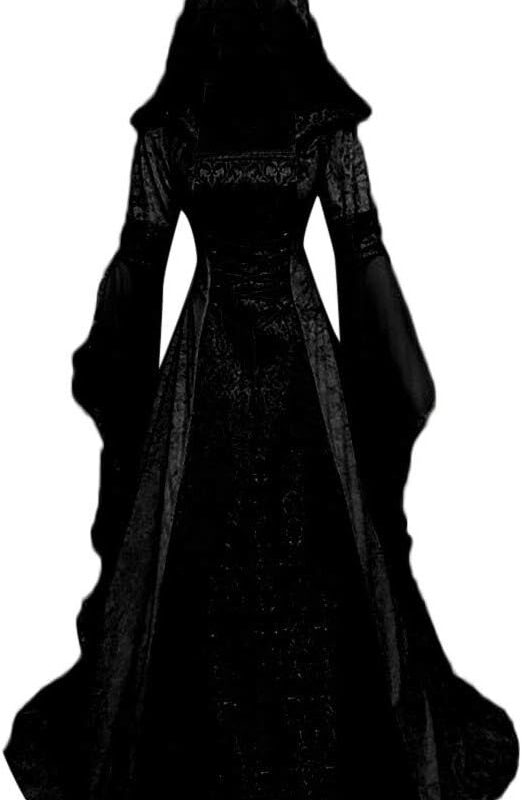 51y3BpC58L._AC_SL1000_.jpg Women's Deluxe Witch Dress Costume Vintage Halloween Gothic Dress Victorian Hooded Vampire Gown Dress Cosplay